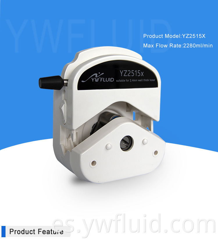 YWfluid 3 rodillos Control de velocidad Fuerte resistencia química Cabezal de bomba peristáltica Ampliamente utilizado en la industria, alimentos, atención médica, etc.